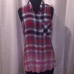 NWT Skies Are Blue plaid button down tank